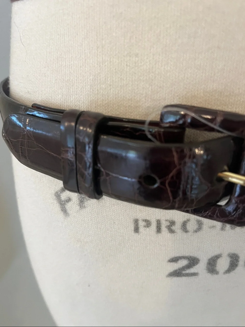 Brown genuine, alligator Leather Belt with Gold Buckle